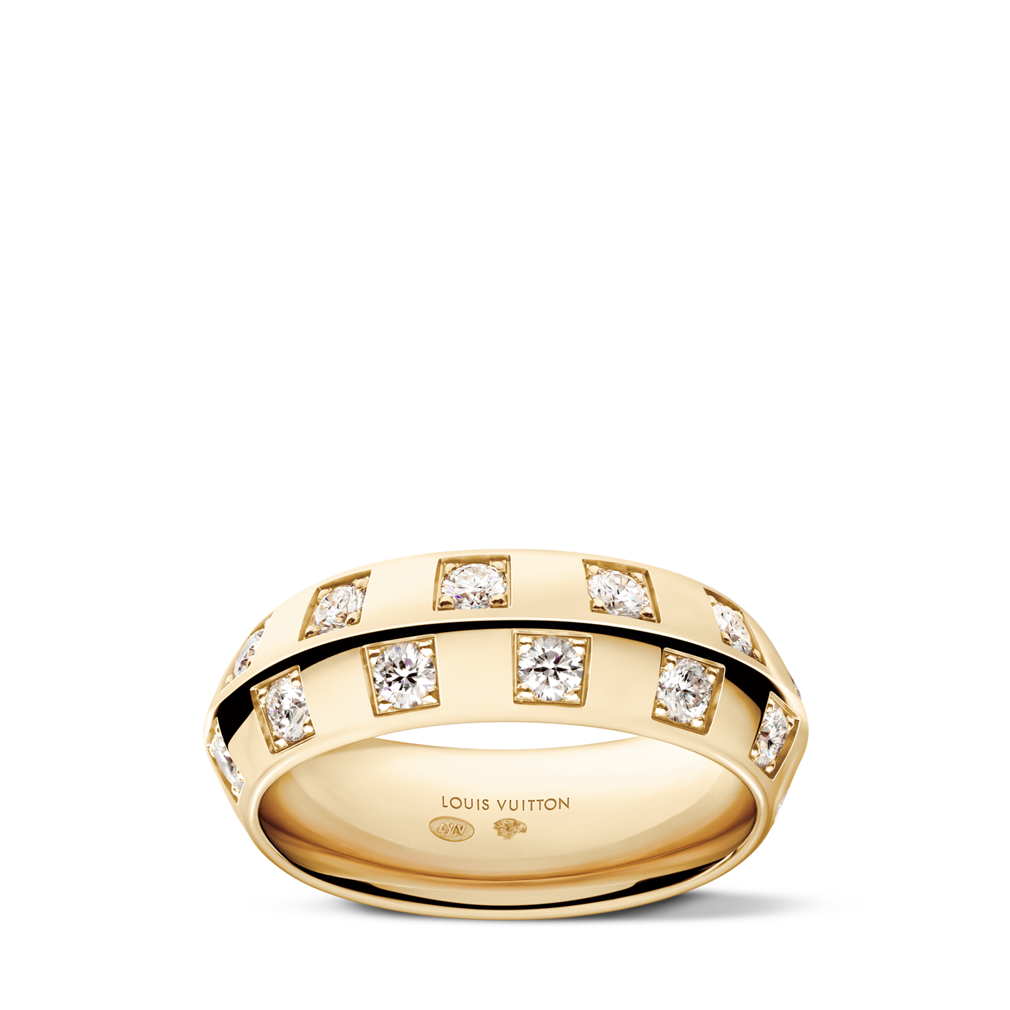 Le Damier de Louis Vuitton Large Ring, Yellow Gold and Diamonds